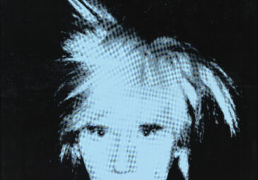 Gedrucktes Bild von Andy Warhol in schwarz und silber