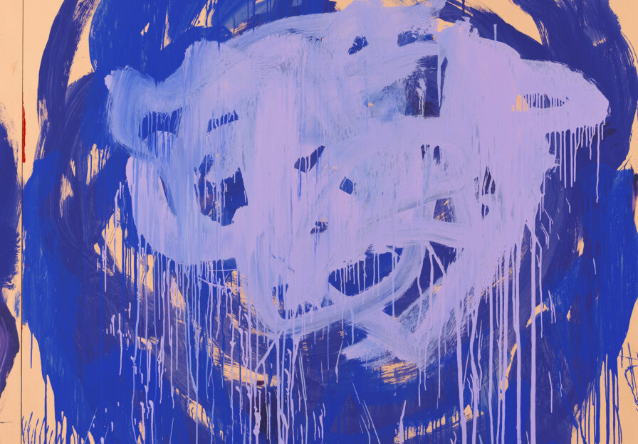 Gemaltes Bild von einer abstrakten blauen Rose