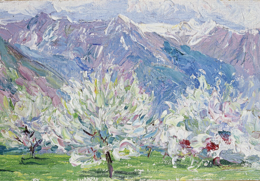 gemaltes Bild von Baum mit Kirschblüten