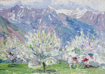 gemaltes Bild von Baum mit Kirschblüten