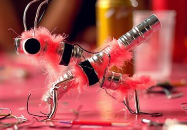 Selbst gestalteter Roboter aus Recyclingmaterial