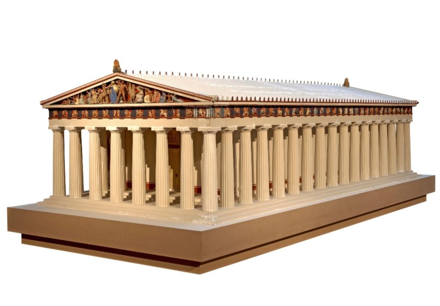 Farbiges Modell des Parthenon.