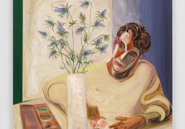 gemaltes Bild mit Frau und Blumen