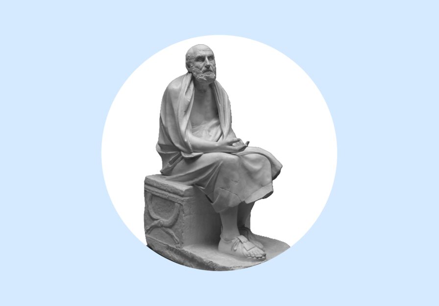 Abguss einer antiken Sitzstatue des griechischen Philosophen Chrysipp.