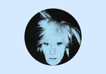 Gedrucktes Bild von Andy Warhol in schwarz und silber