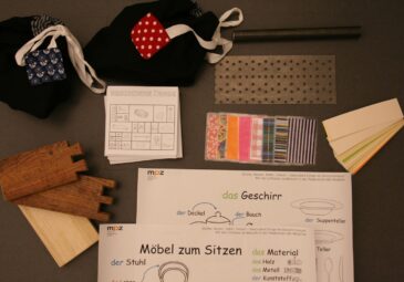 Das Foto zeigt verschiedene Materialien für die Wortschatzarbeit im Museum.