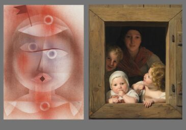 Zwei Gemälde von Paul Klee und Ferdinand Georg Waldmüler nebeneinander auf grauem Grund.