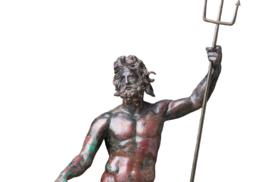 Bronzestatuette des Meeresgottes mit Dreizack