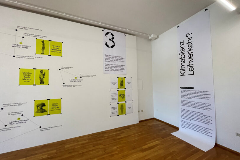 Blick in einen Ausstellungsteil zum Thema "Klimabilanz Leihverkehr".