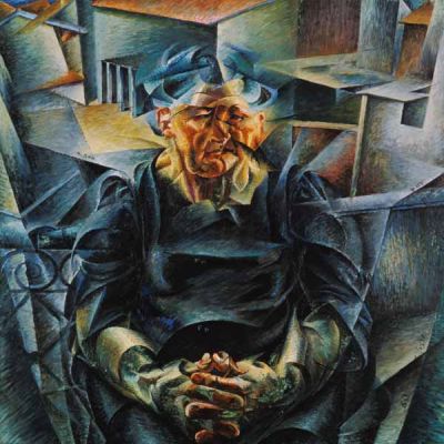 Umberto Boccioni, Costruzione orizzontale (Volumi orizzontali), 1912, Bayerische Staatsgemäldesammlungen – Sammlung Moderne Kunst, Pinakothek der Moderne, CC BY-SA 4.0